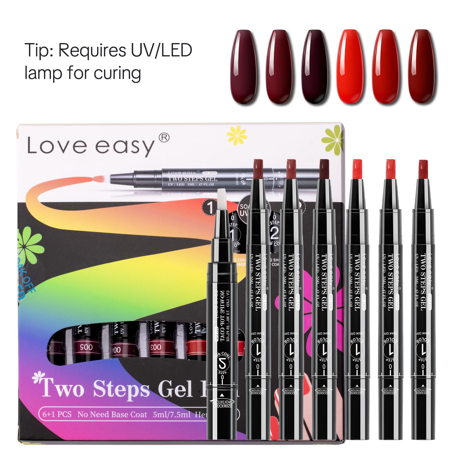 Love Easy classic red color included in vibrant gel set.