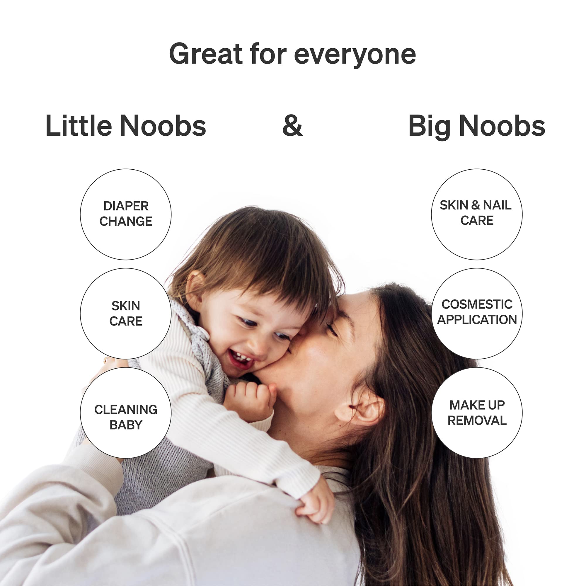 Love Noobs multi-use cotton squares for makeup, baby care, and spills.