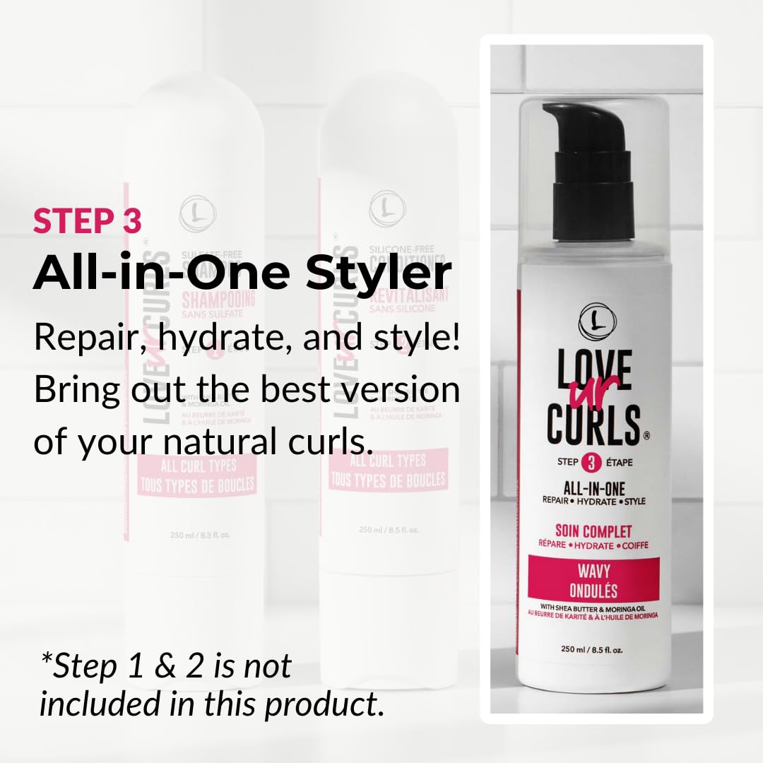 Love Ur Curls All-in-One Styler dispensing pump demonstrates easy one-step styling.