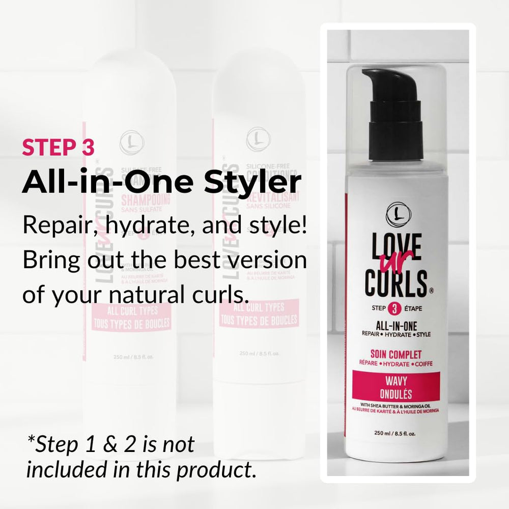 Love Ur Curls All-in-One Styler dispensing pump demonstrates easy one-step styling.