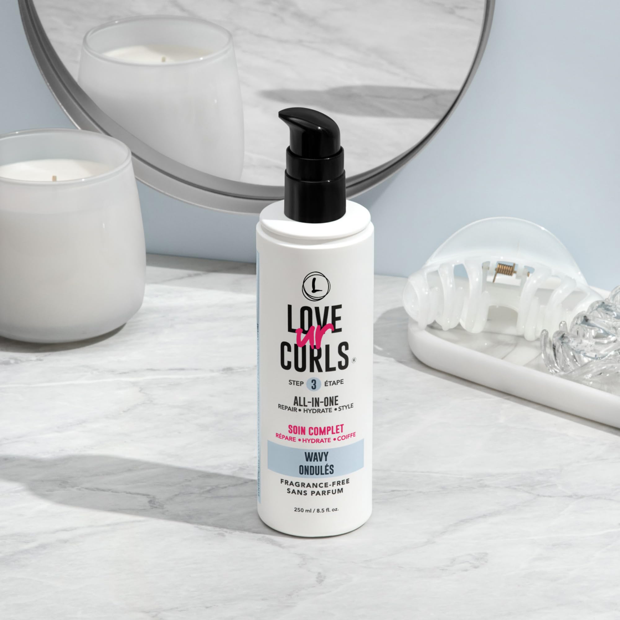 Love Ur Curls fragrance-free all-in-one styler on hair day delivering defined touchable waves