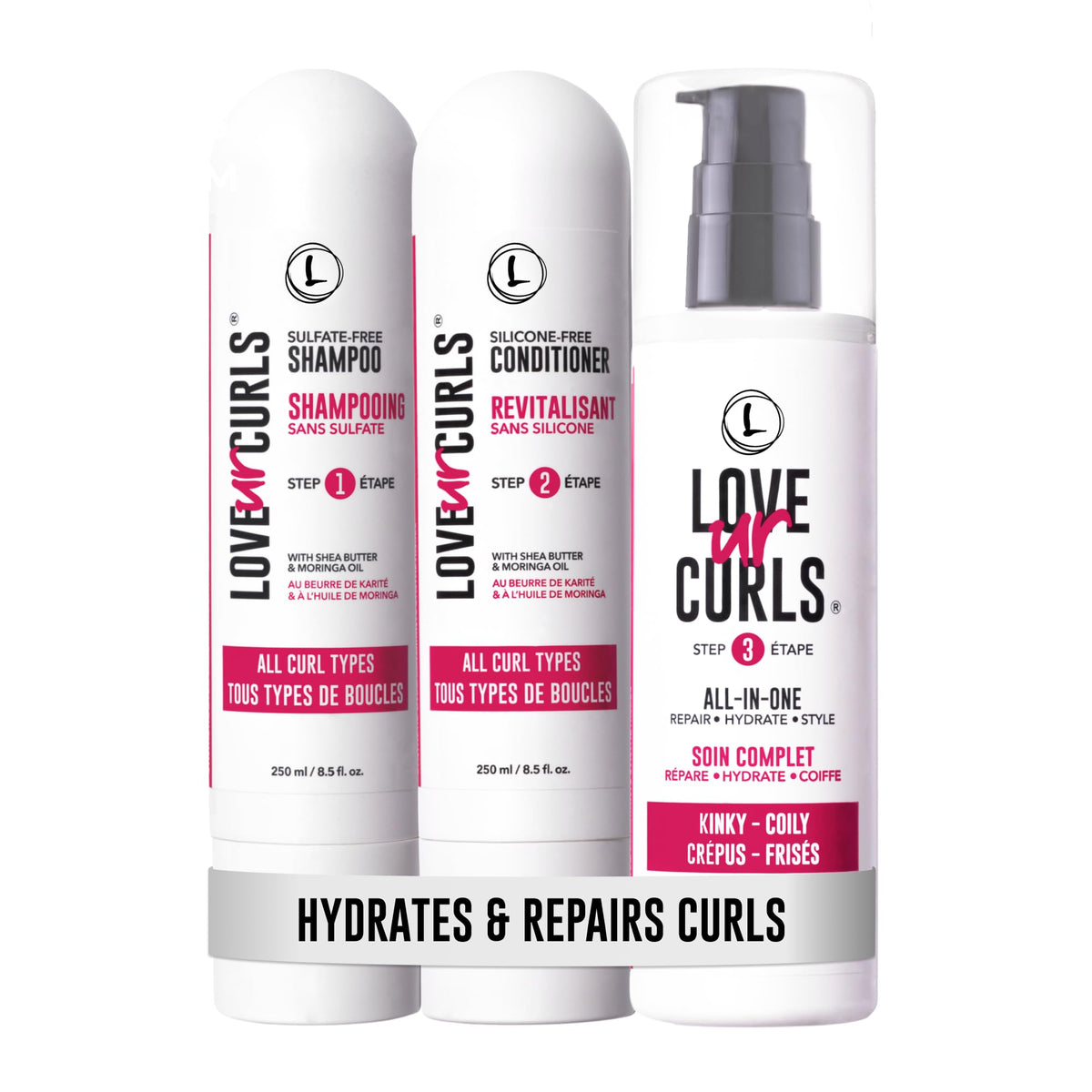 Love Ur Curls Gentle Shampoo bottle demonstrates nourishing cleanse for curls