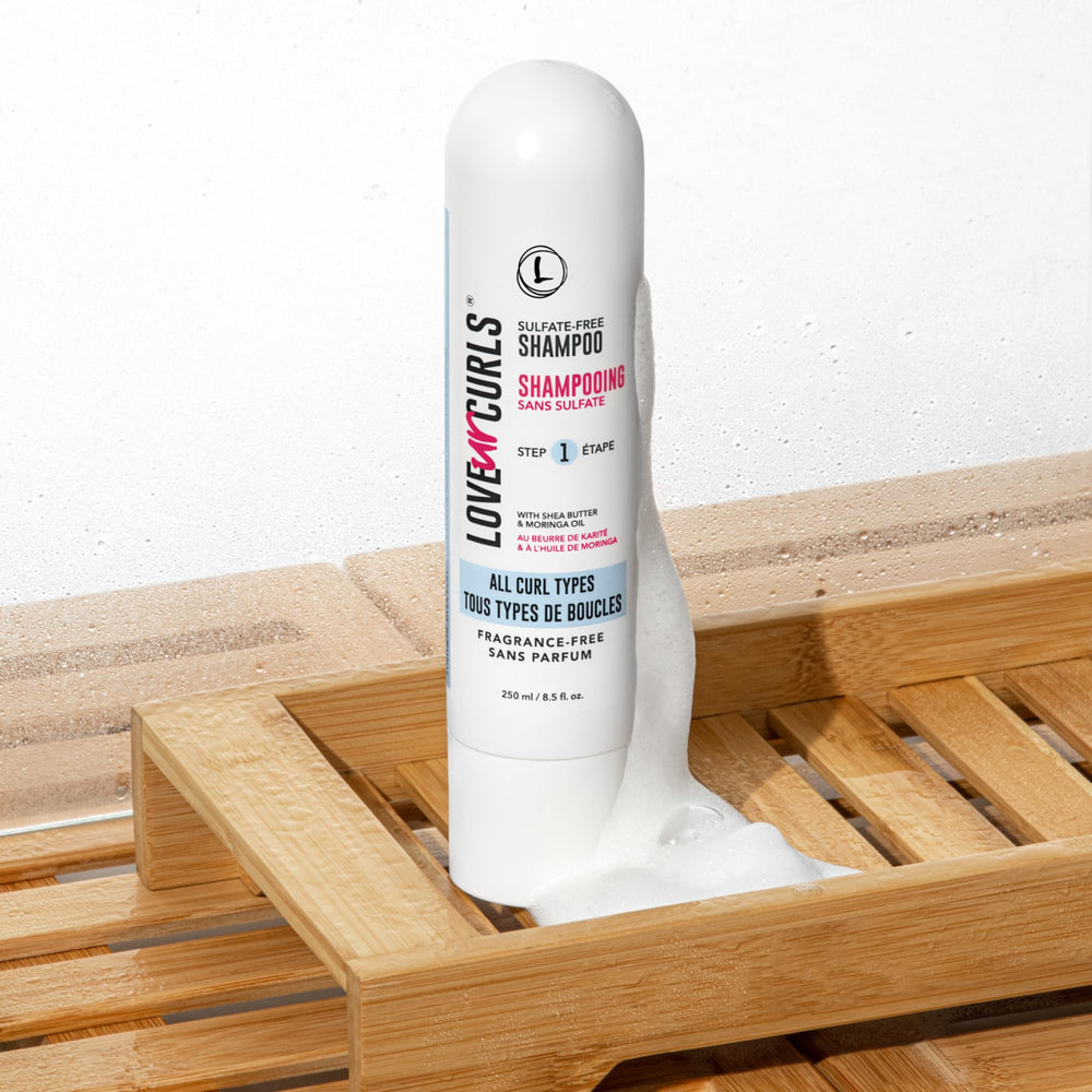 Love Ur Curls light lather closeup showing mild cleansing without stripping oils