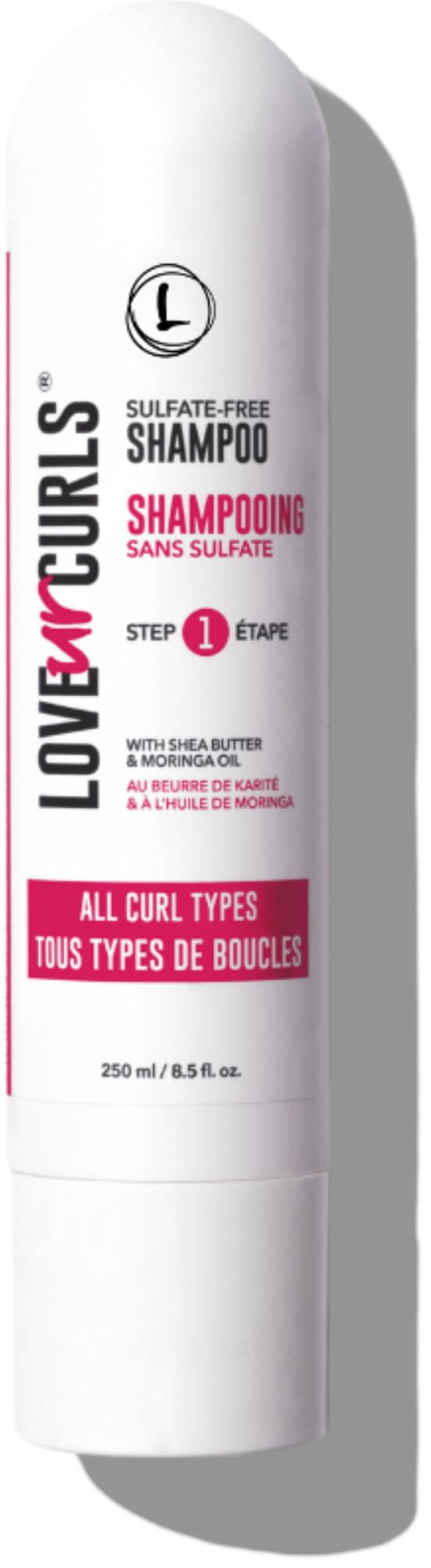 Love Ur Curls Shampoo bottle pour highlights gentle cleansing for soft, defined curls.
