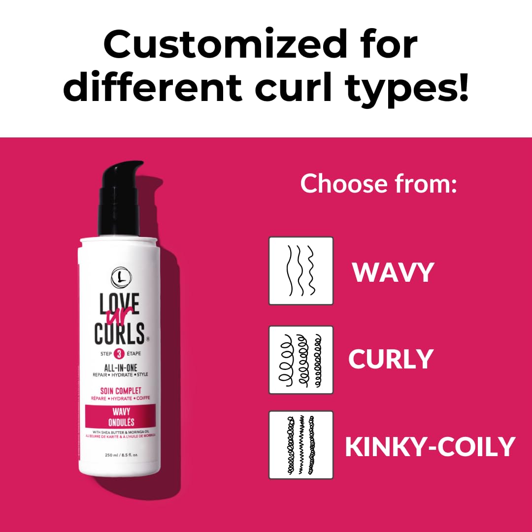 Love Ur Curls Shea Butter and Moringa nourish hair.