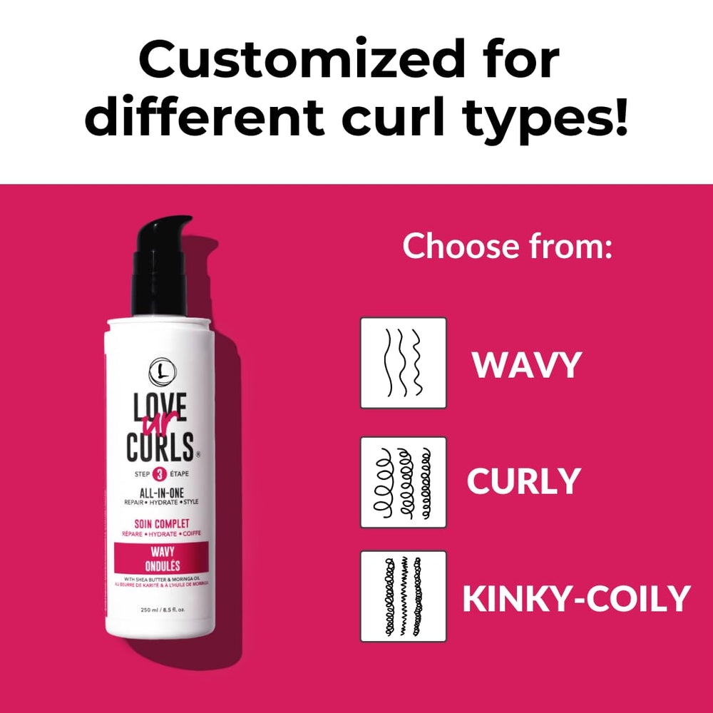 Love Ur Curls Shea Butter and Moringa nourish hair.