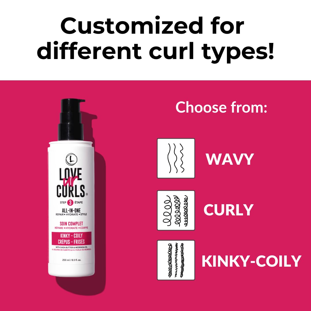 Love Ur Curls Ultra-Hydrating Conditioner bottle for detangling with frizz-free shine.
