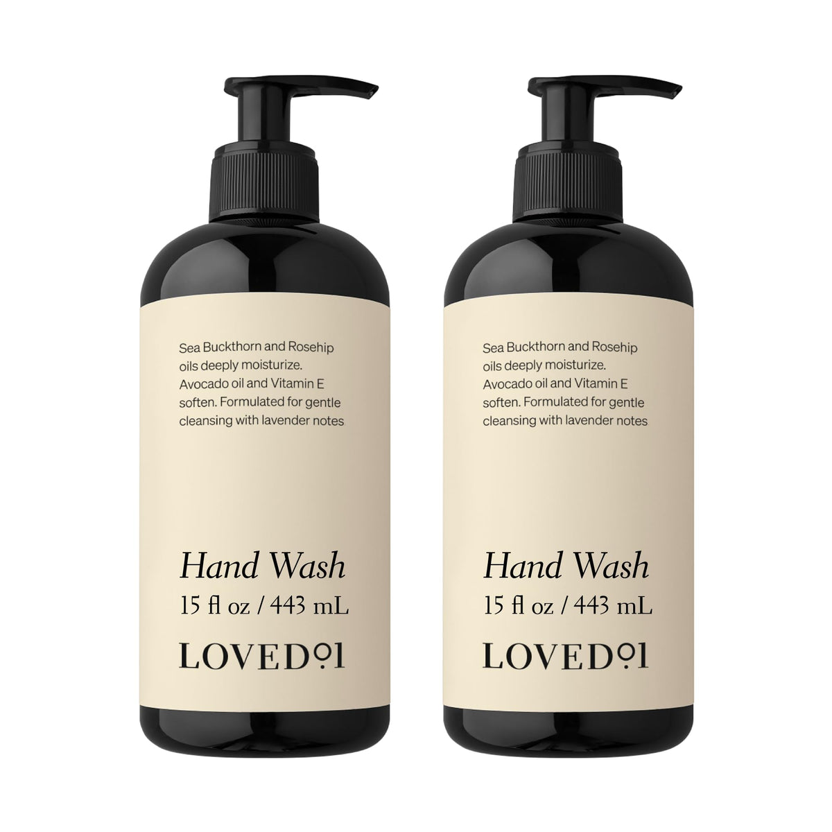 Loved01 Hand Wash bottle pour demonstrates easy-dispense design for quick, everyday cleansing.