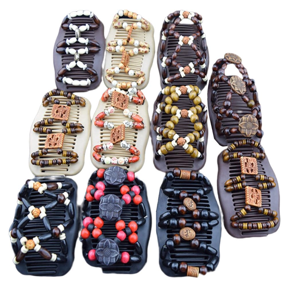 LOVEF thick hair clip bun maker front view with beads for stylish updos