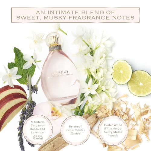 Lovely by SJP perfume dispense shot suggests long-lasting, day-to-night wear.