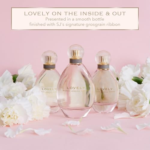 Lovely by SJP vanity flatlay conveys luxury fragrance for premium routines.