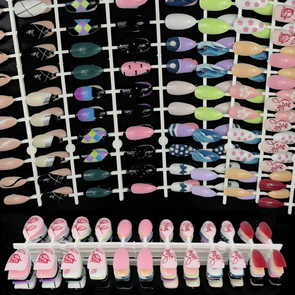 LoveOurHome glossy ABS medium-length press-on nails for durable at-home styling