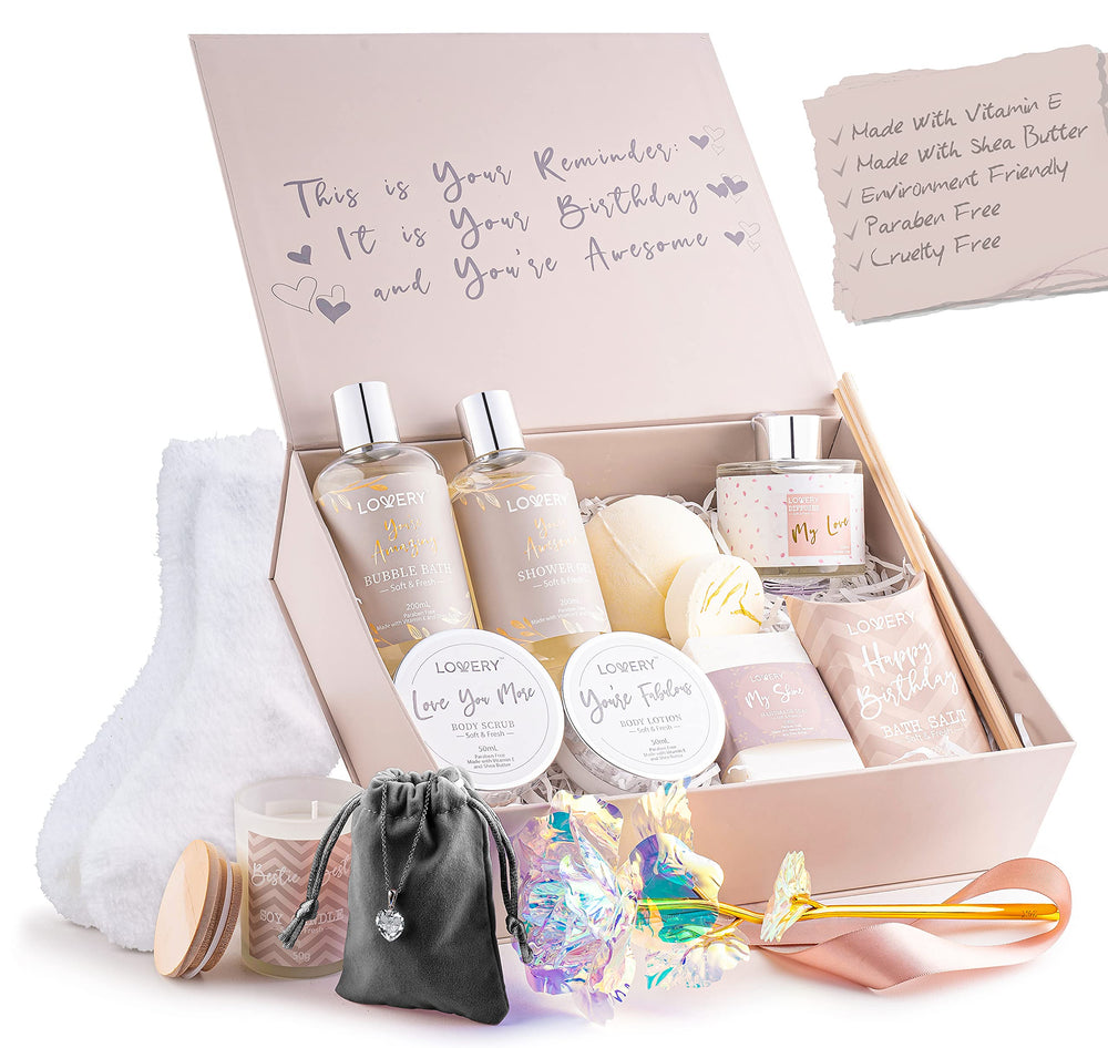 LOVERY 20-piece deluxe bath and spa set arranged for complete home pampering.