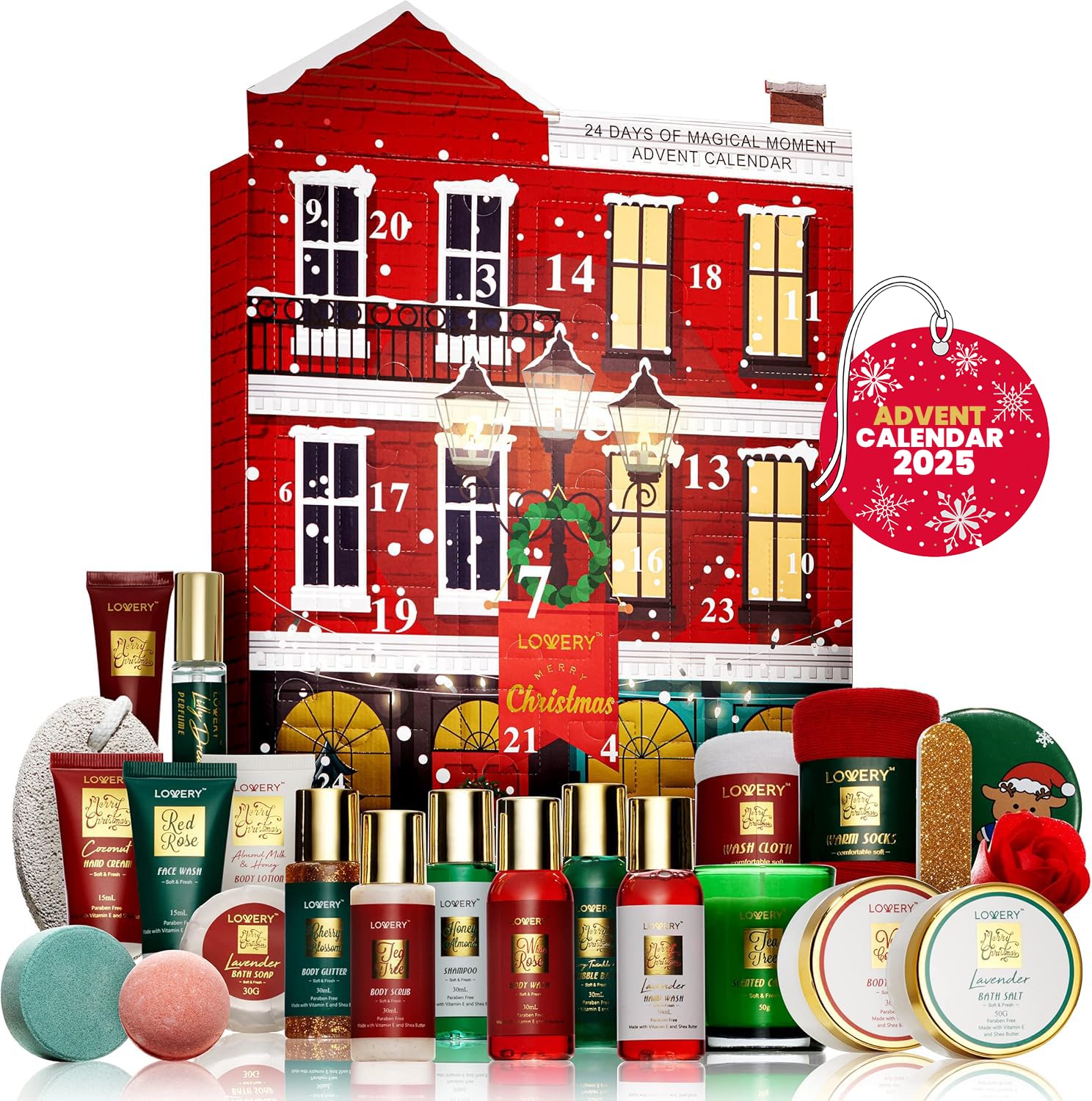 LOVERY Advent Calendar 2025 under the Christmas tree with 24 beauty surprises