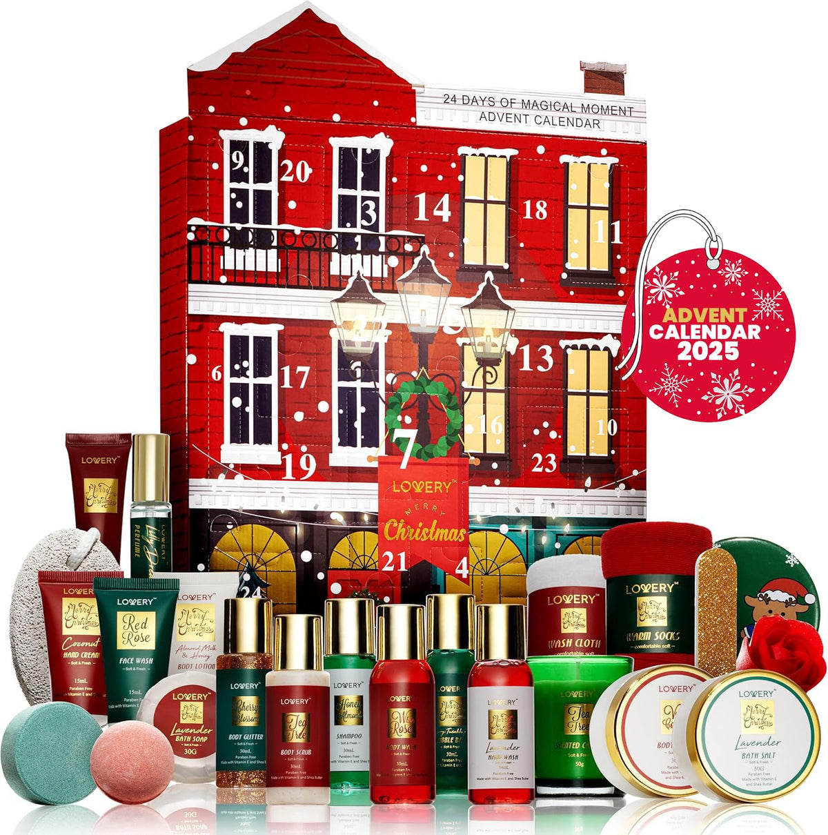LOVERY Advent Calendar 2025 under the Christmas tree with 24 beauty surprises