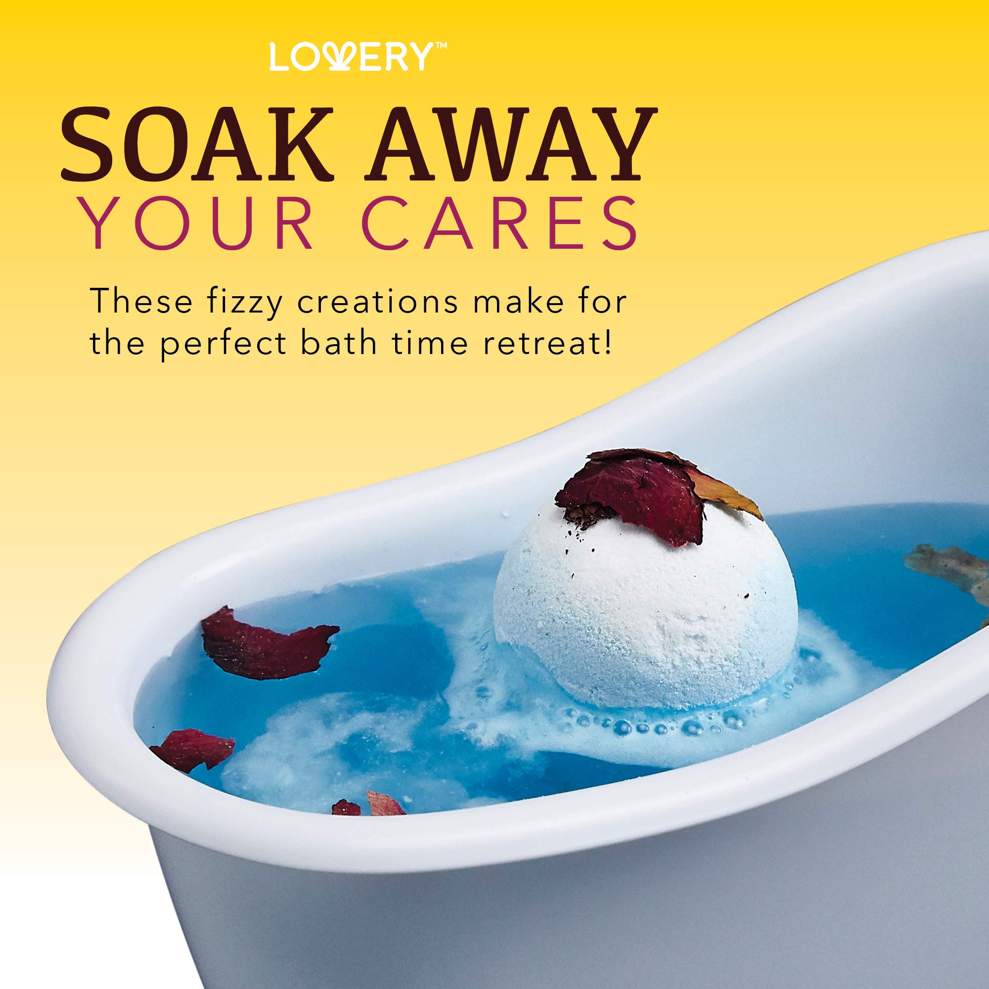 LOVERY bath bombs with dried flower petals for a pampering soak