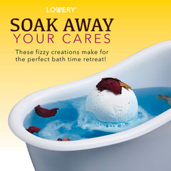 LOVERY bath bombs with dried flower petals for a pampering soak