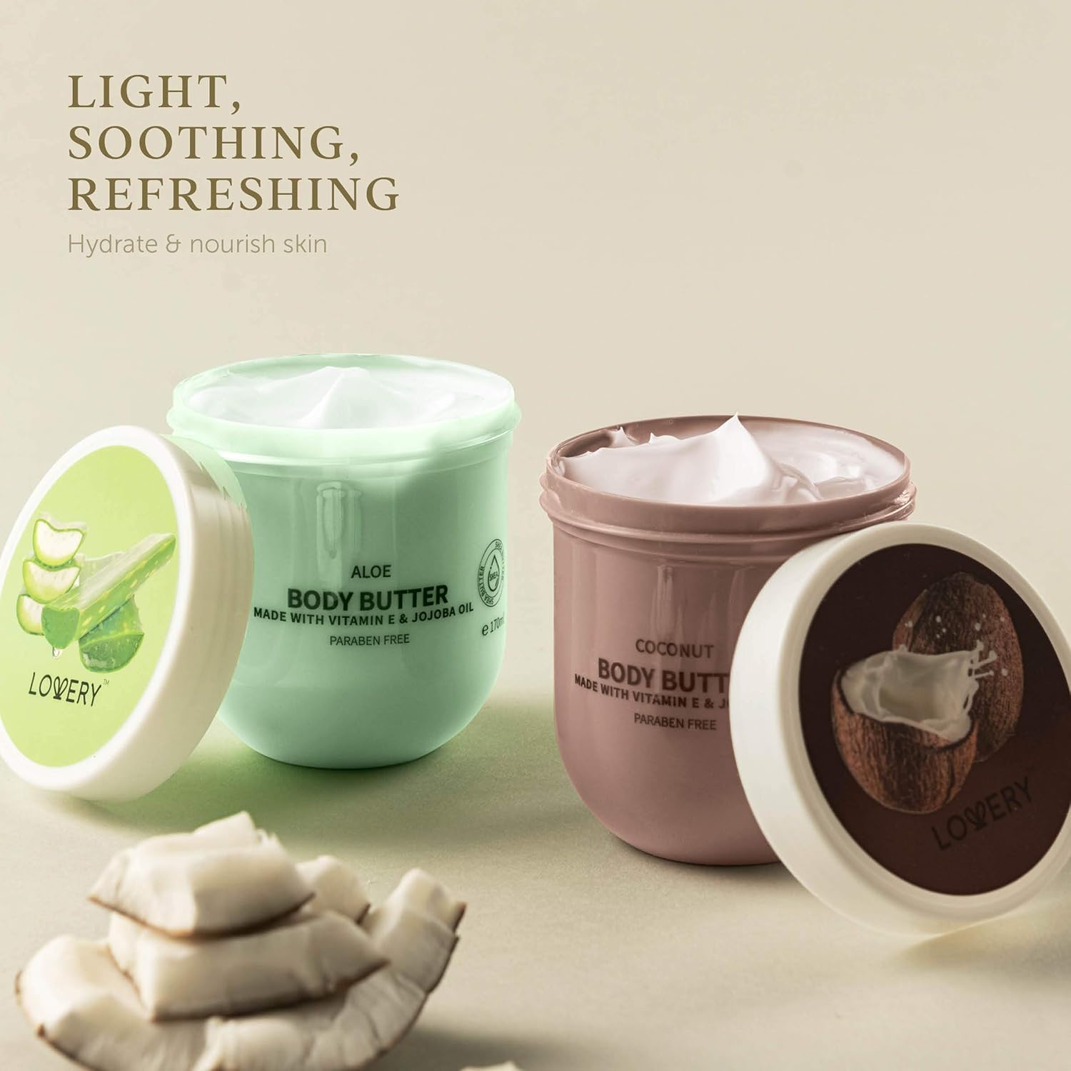 LOVERY coconut fragrance body butter with tropical scent and silky skin