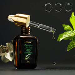 Lovery eucalyptus oil bath bottle closeup highlighting hydration