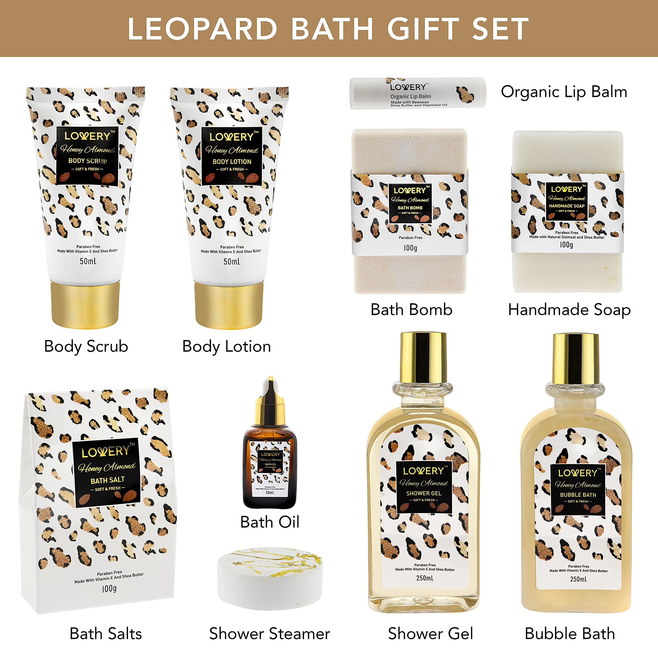 LOVERY honey almond bath oil offers antioxidant-rich hydration for silky skin.