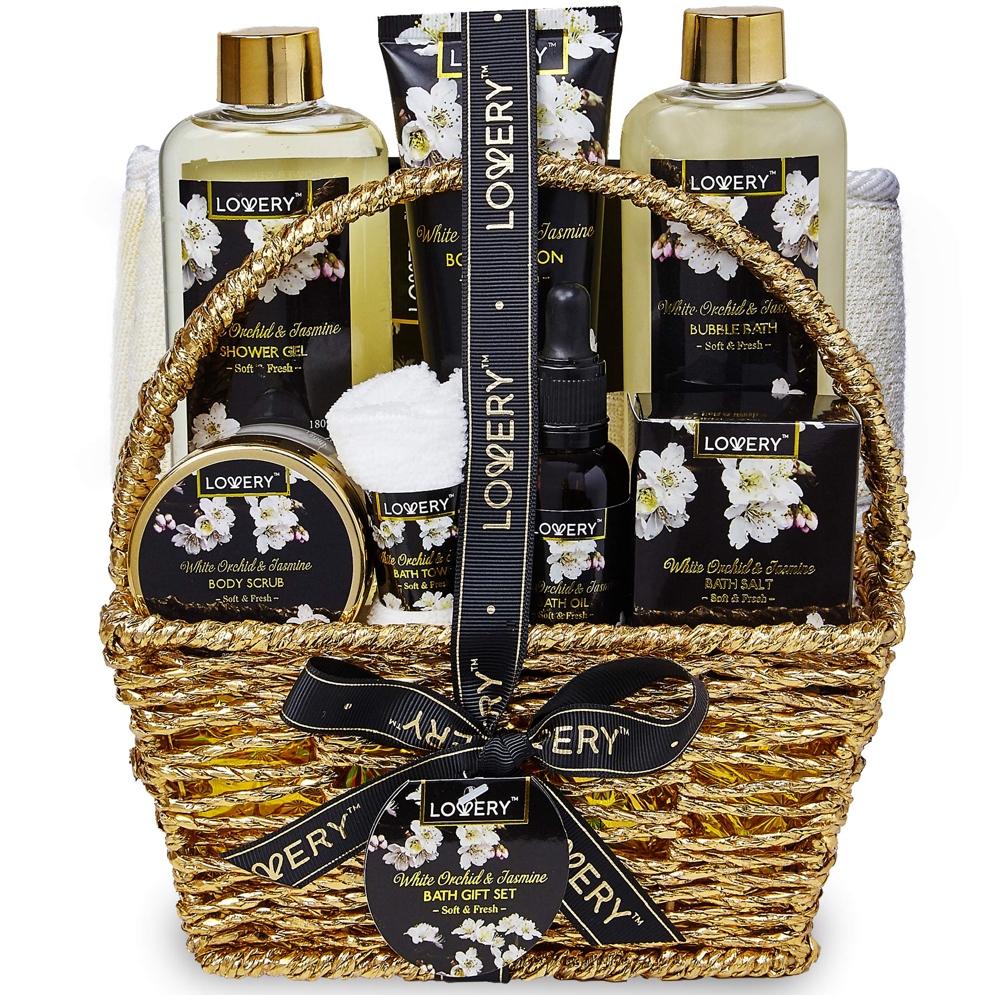 Lovery Orchid Jasmine spa basket for at-home relaxation.