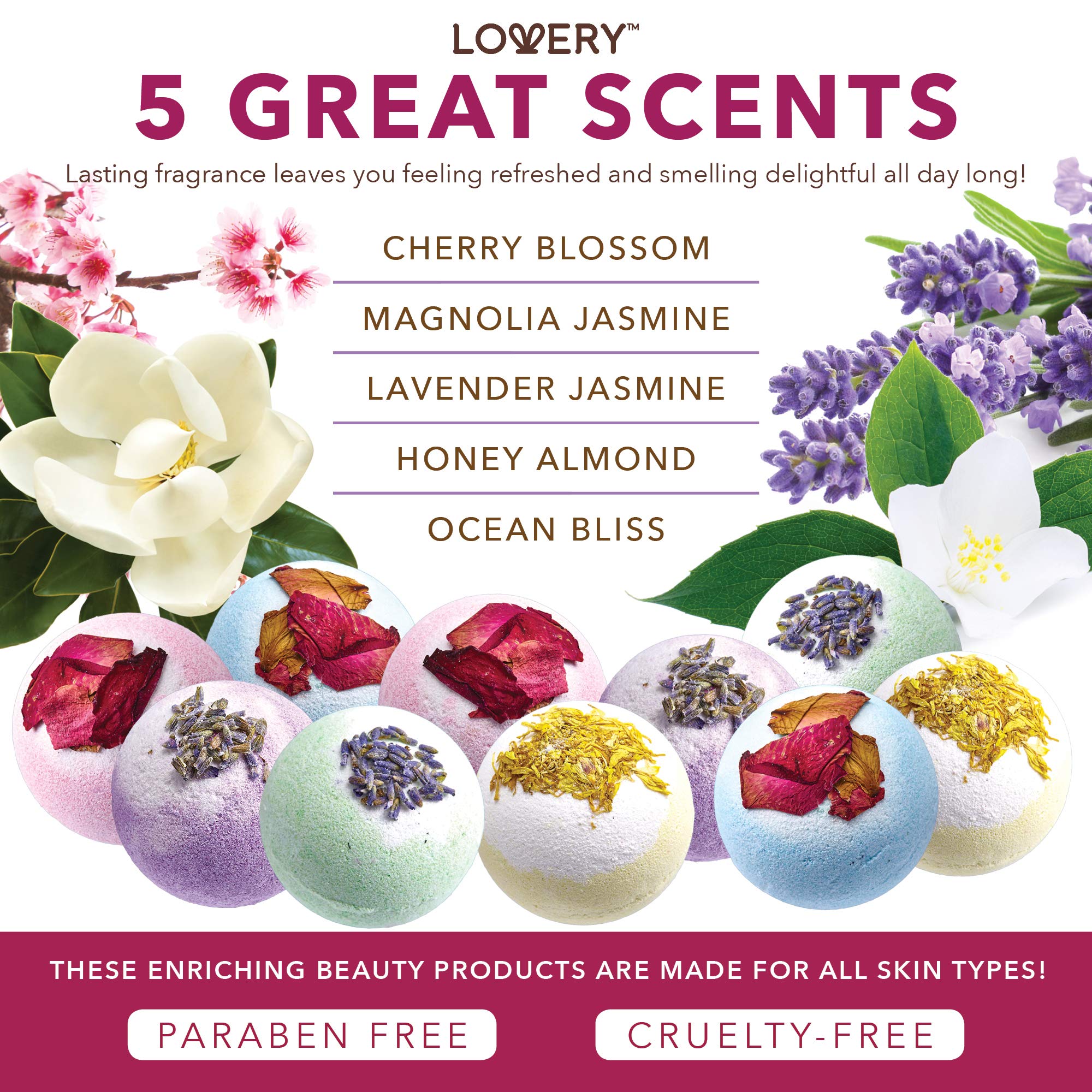 LOVERY shea butter and vitamin E enriched bath bombs for moisturized skin
