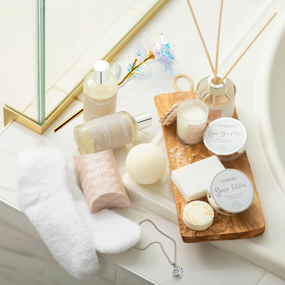 LOVERY vitamin E and shea butter bath products on display for nourishment.