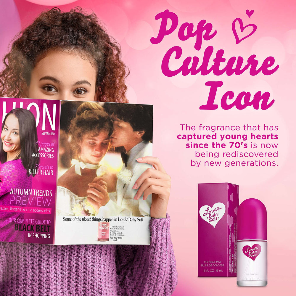 Love's Baby Soft Cologne Mist spray-application shows light, fresh mist ideal for all-day use.