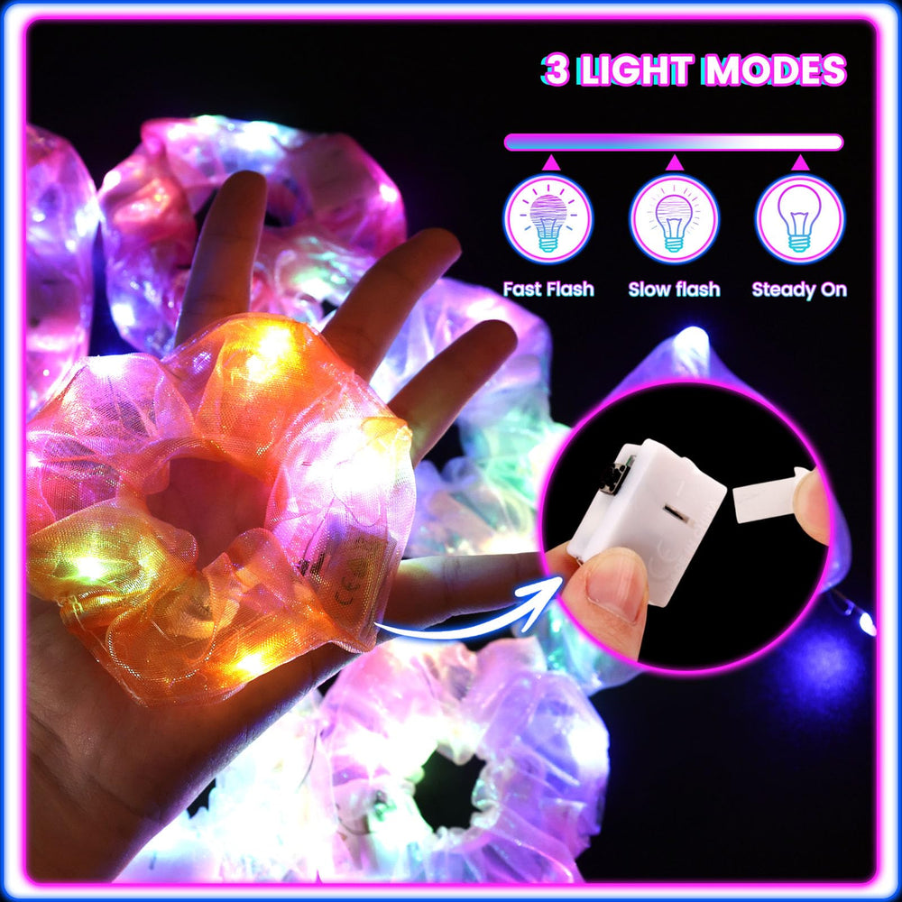 LovesTown LED scrunchies colored gradient glow to complement outfits