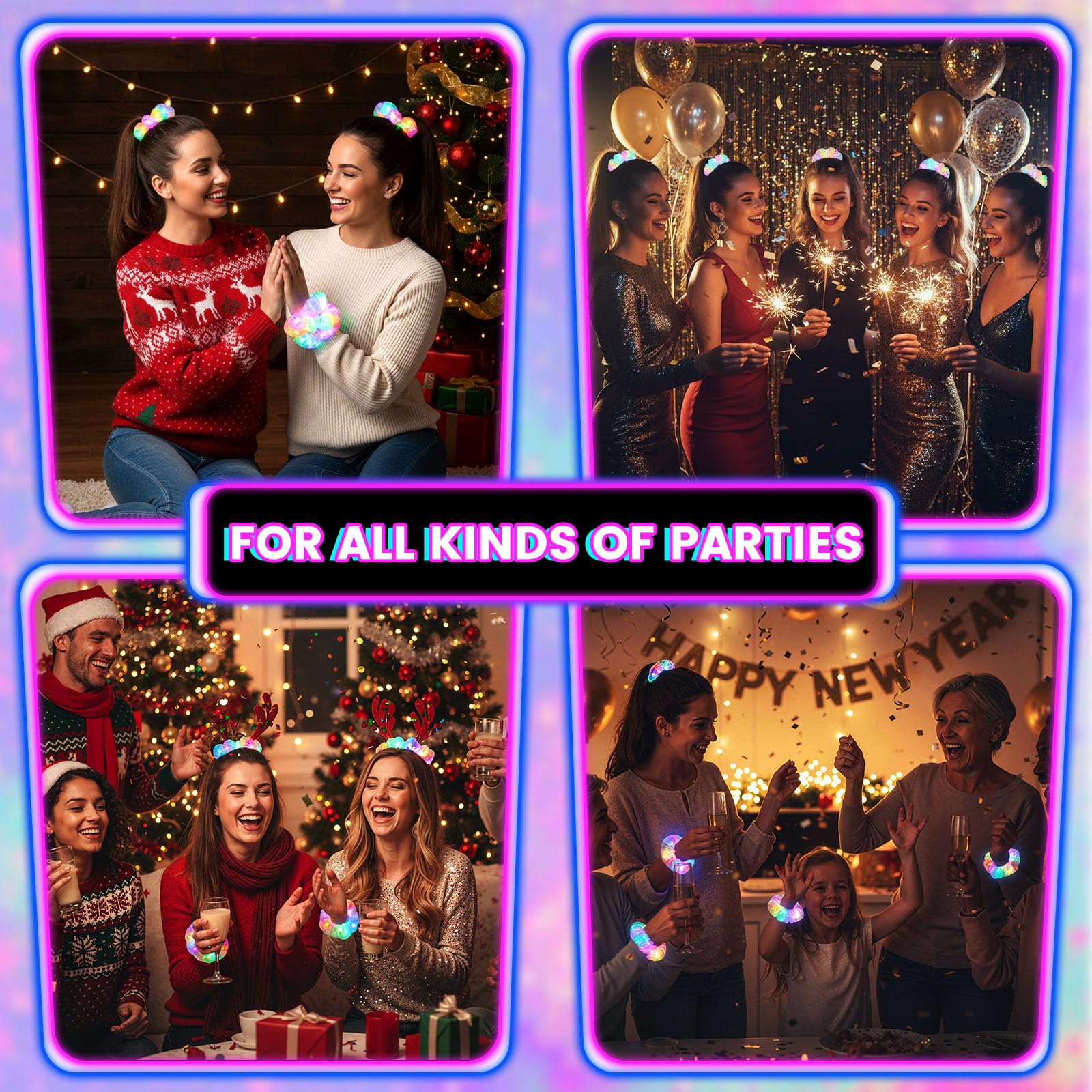 LovesTown LED scrunchies one-button operation for easy use