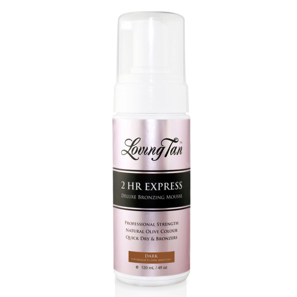 Loving Tan 2 HR Express mousse bottle showing quick color development for natural results.