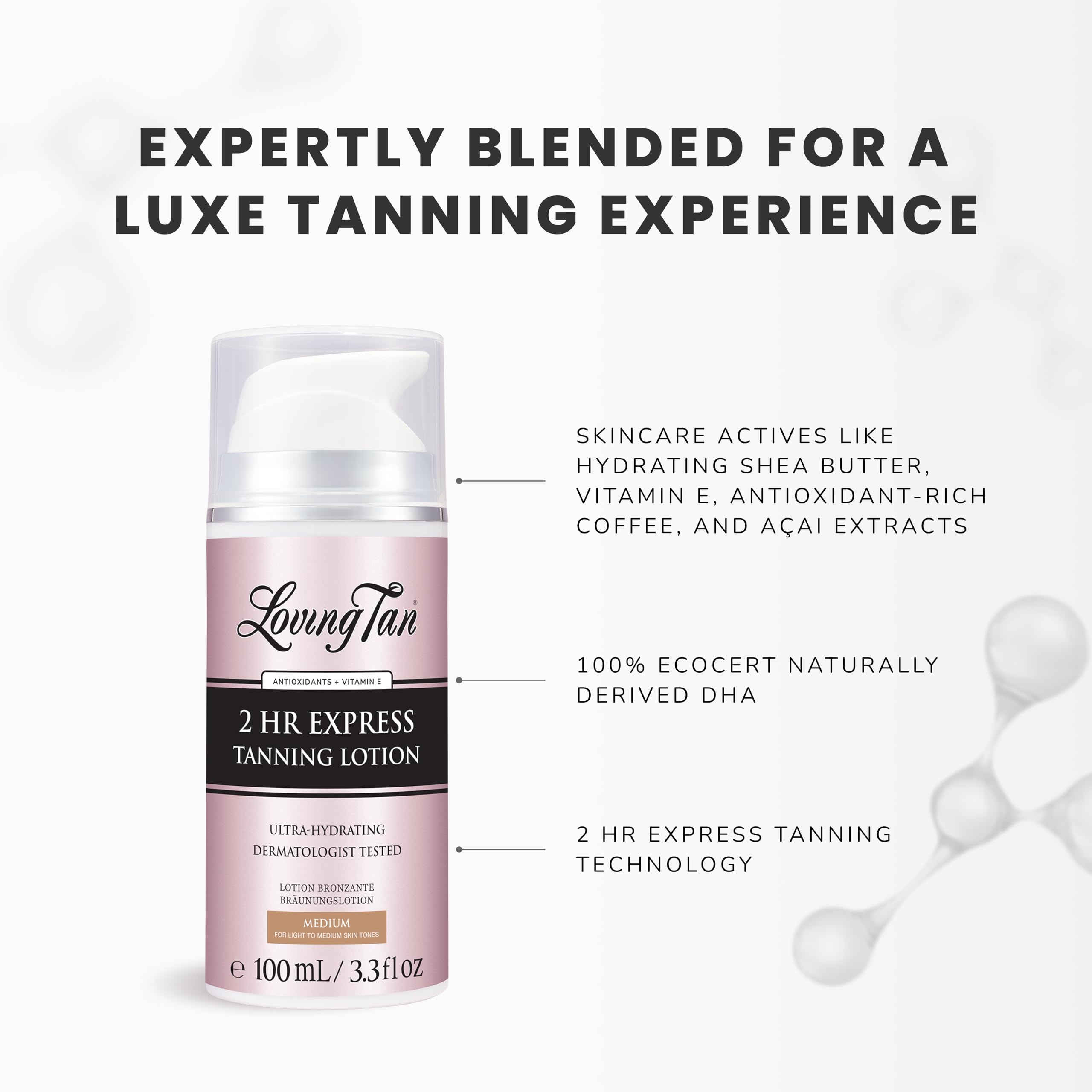 Loving Tan 2 Hr Express self-tanner lotion finish visibly developing tan over 24 hours.
