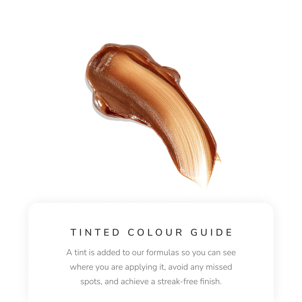 Loving Tan 2 Hr Express lotion color-guide application demonstrates streak-free coverage.