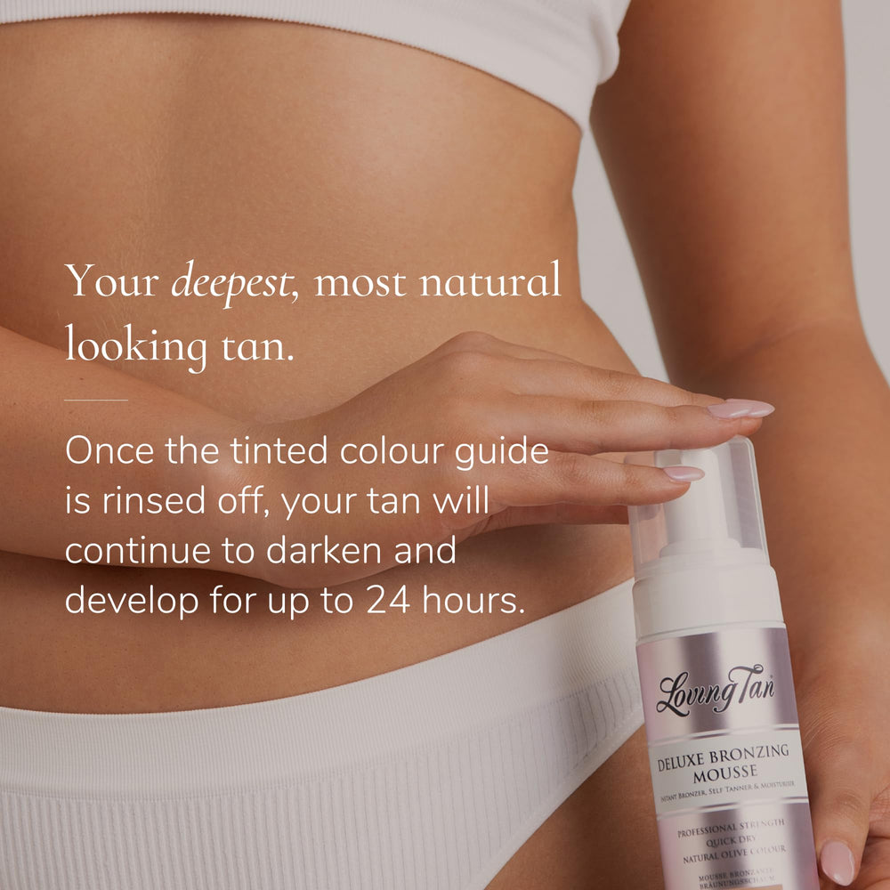 Loving Tan Deluxe cruelty-free logo signals ethical, premium tanning.