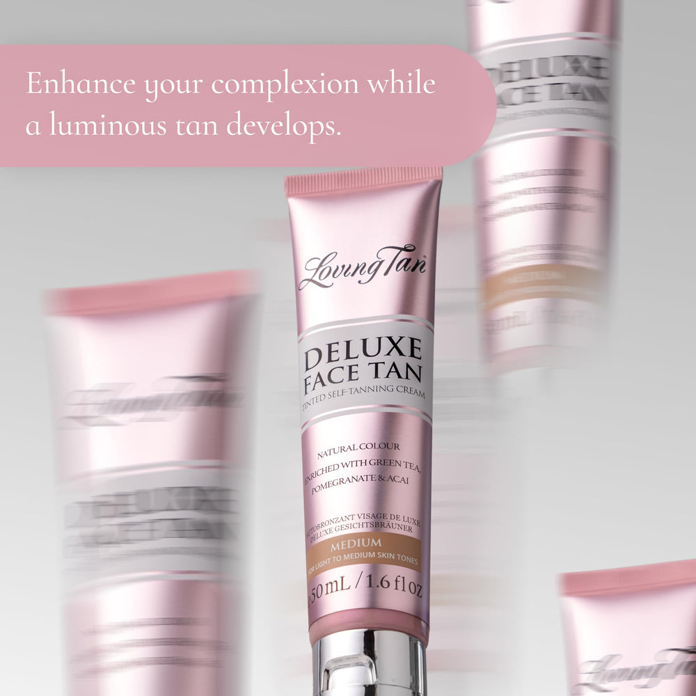 Loving Tan Deluxe Face Self Tanner Medium fast-absorbing cream for comfortable, streak-free use