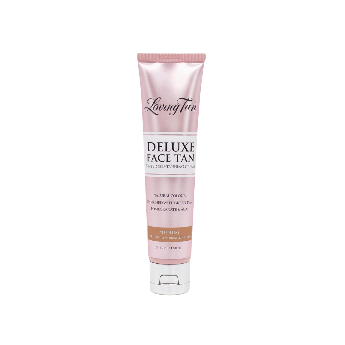 Loving Tan Deluxe Face Self Tanner Medium packaging for easy at-home tanning