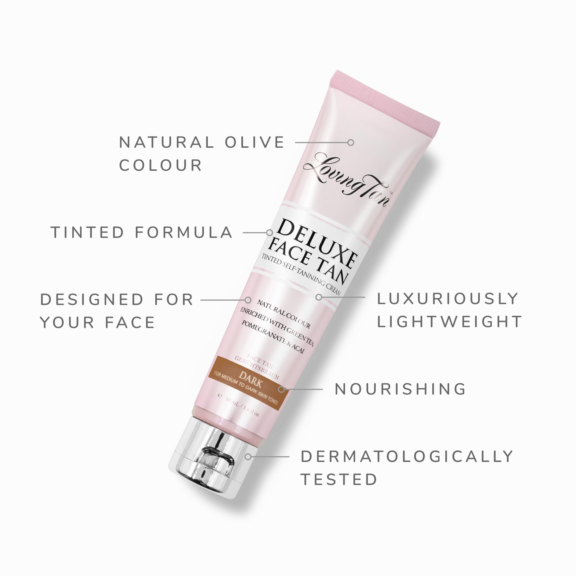 Loving Tan Deluxe Face Self Tanner texture on skin looks lightweight blend.