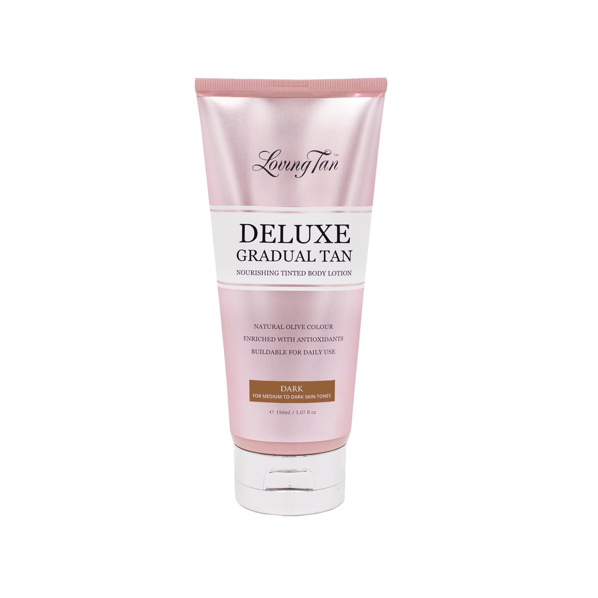 Loving Tan Deluxe Gradual Tan Lotion bottle offers a natural-looking tan with gradual color development.