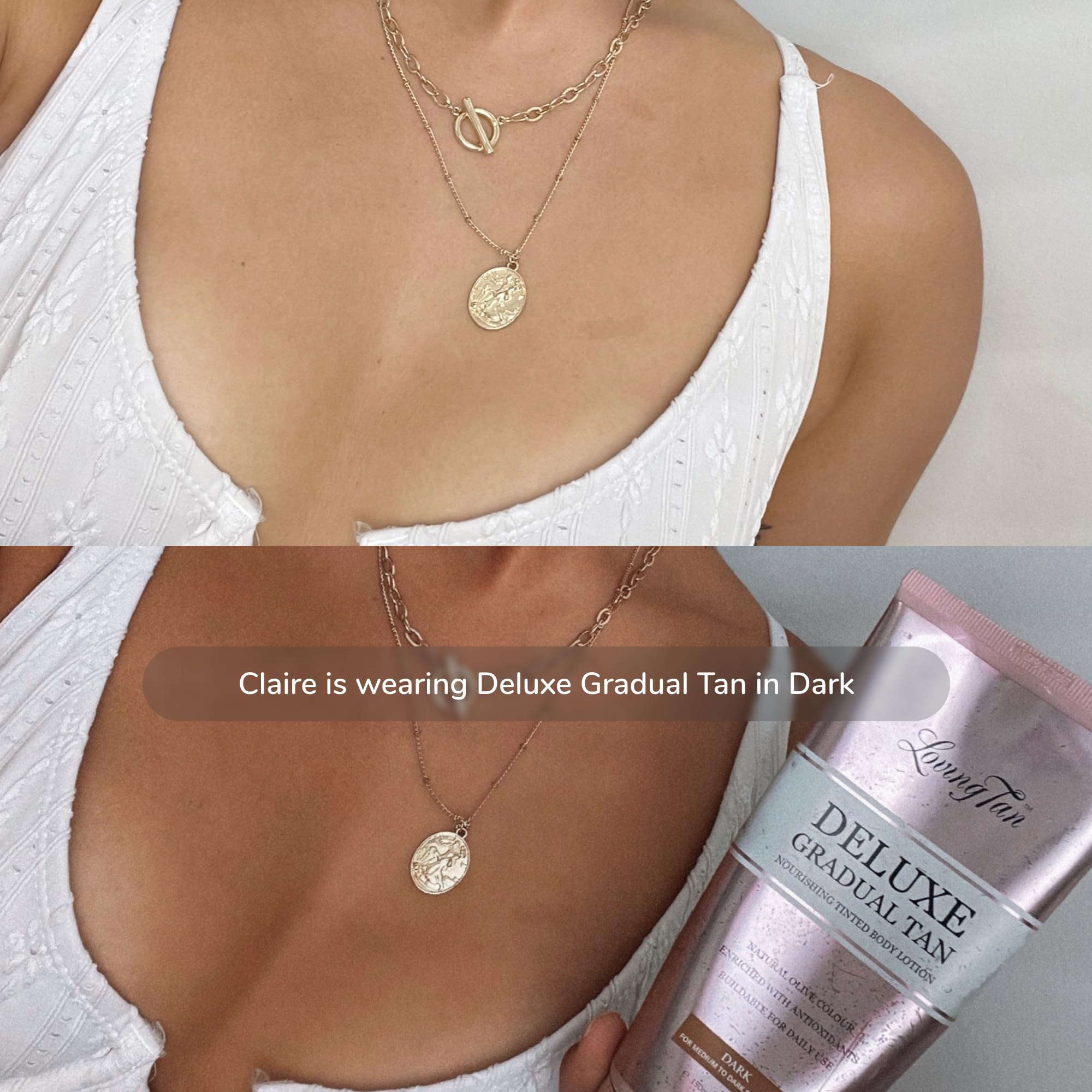 Loving Tan Deluxe Gradual Tan Lotion nourishes skin with Shea Butter for moisturized, comfortable wear.