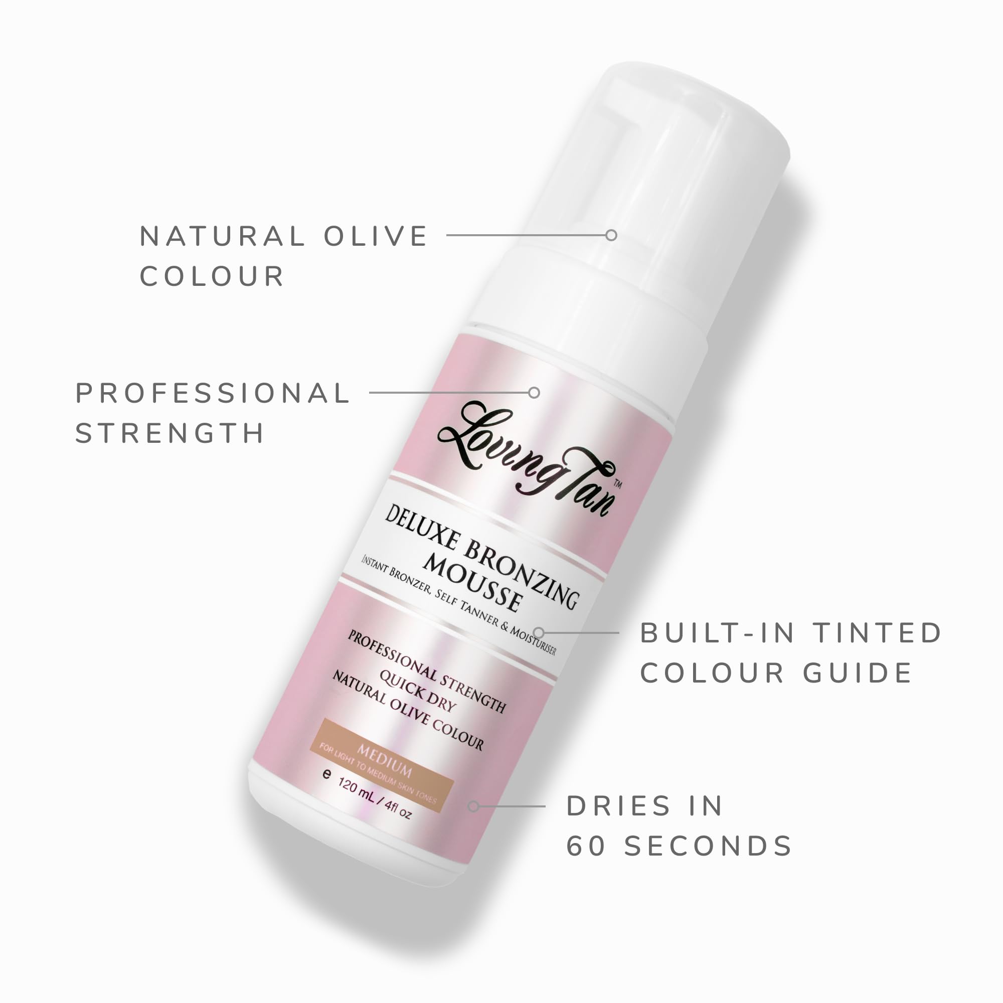 Loving Tan Deluxe quick-dry foam dries in 60 seconds.