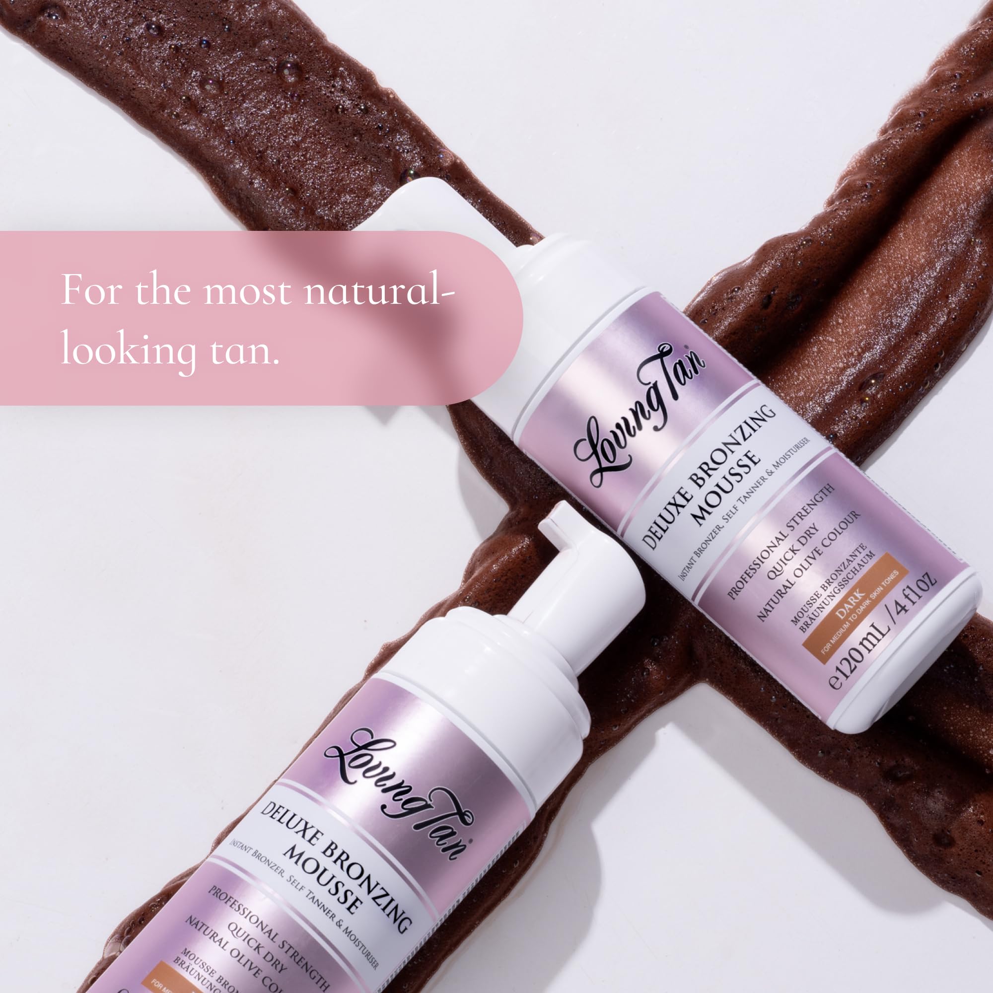 Loving Tan Deluxe quick-drying foam dries in 60 seconds with no tack.
