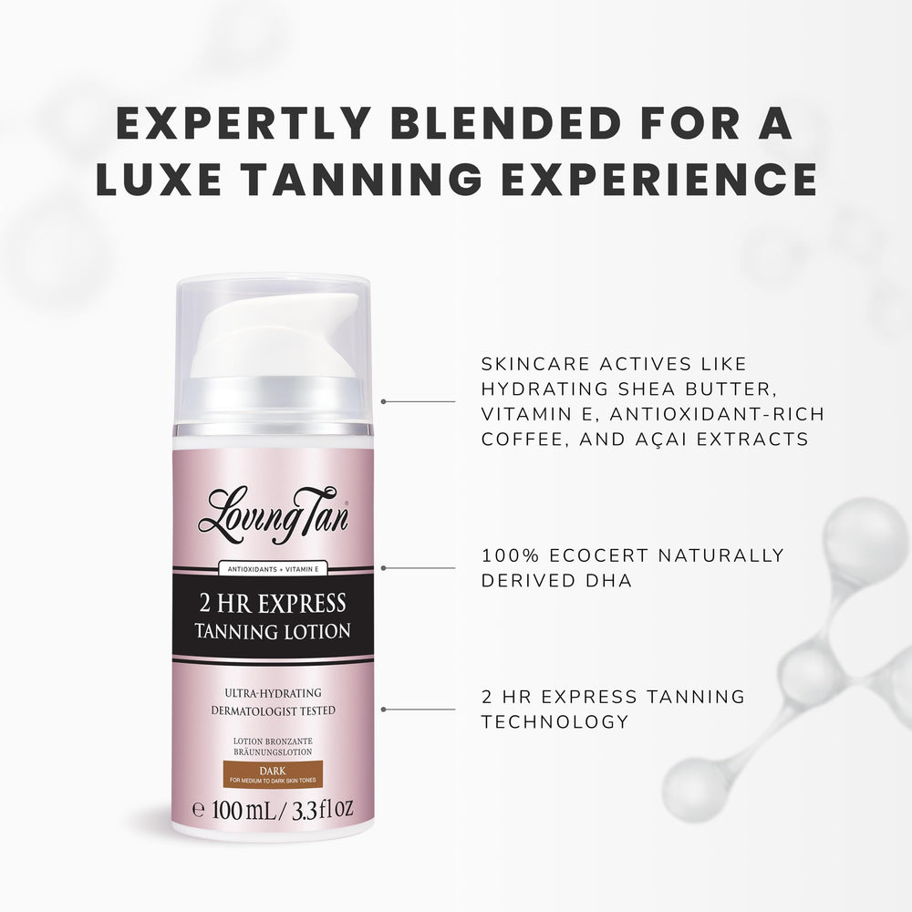 Loving Tan NEW 2 Hr Express Self Tanning Body Lotion final glow after development shows deeper natural shade