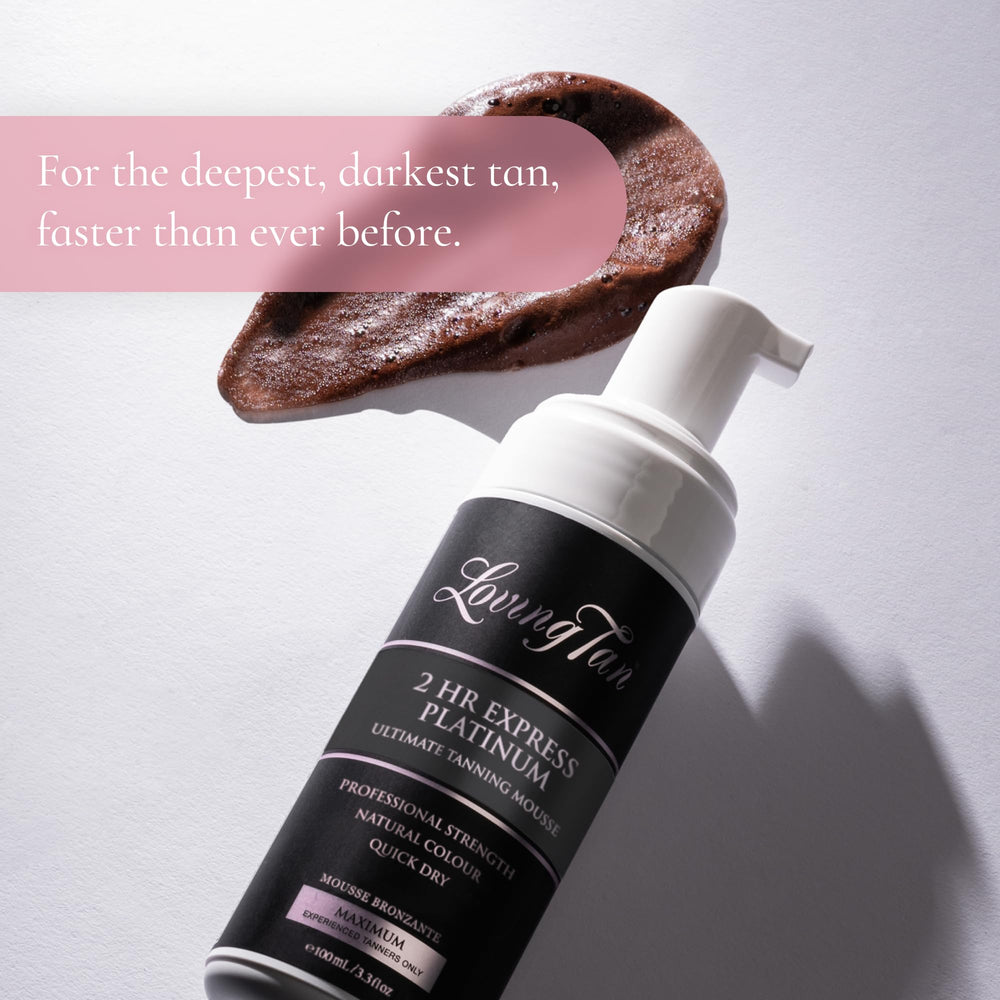 Loving Tan arm swatch showcases the deepest shade for bronze depth.