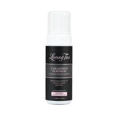 Loving Tan Platinum 2 HR Express mousse bottle shows deep tan in minutes.