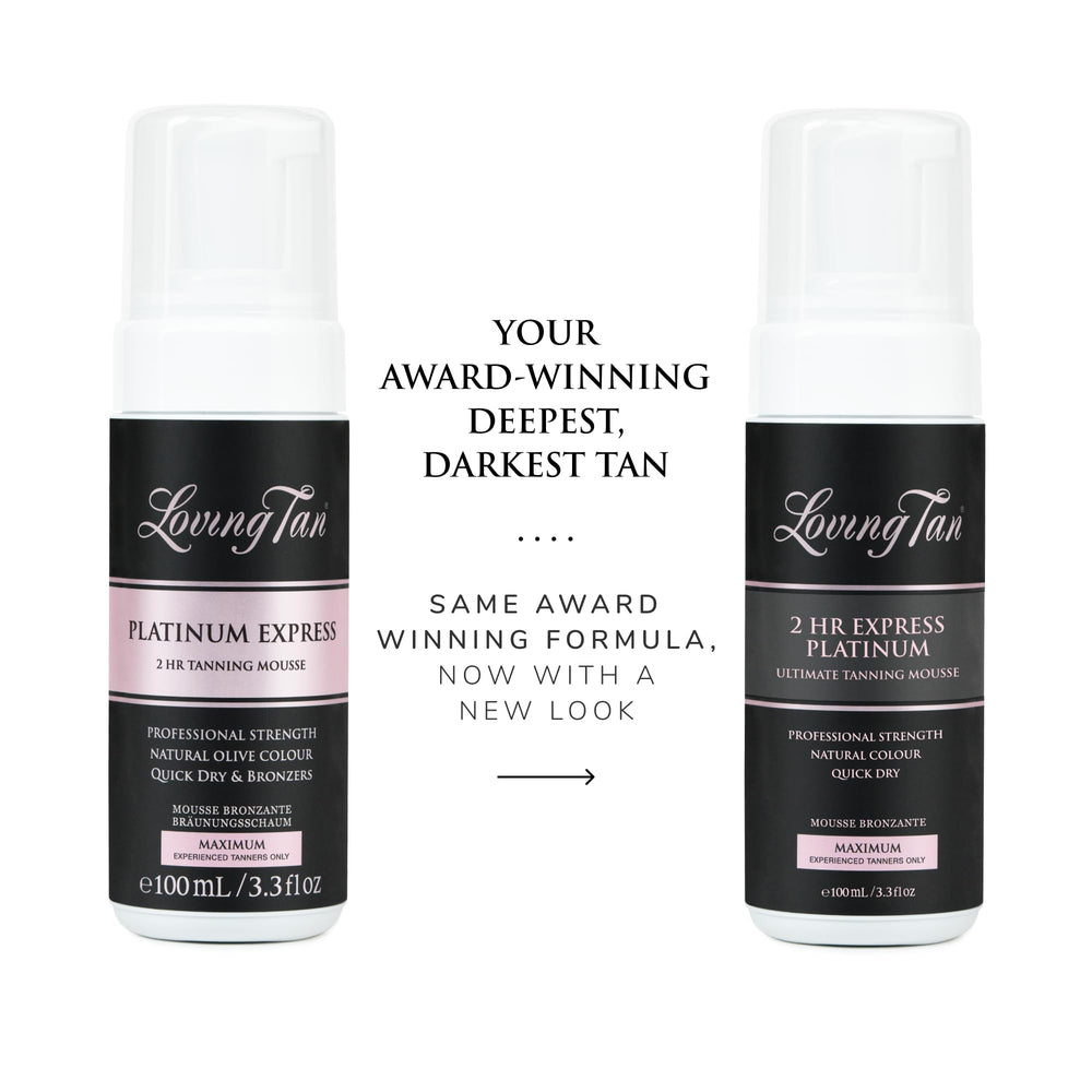Loving Tan Platinum color guide swatch demonstrates easy, instant bronzer for precise application.