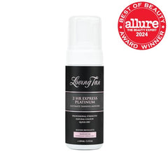Loving Tan Platinum mousse foam dispenser shows even texture for streak-free results.