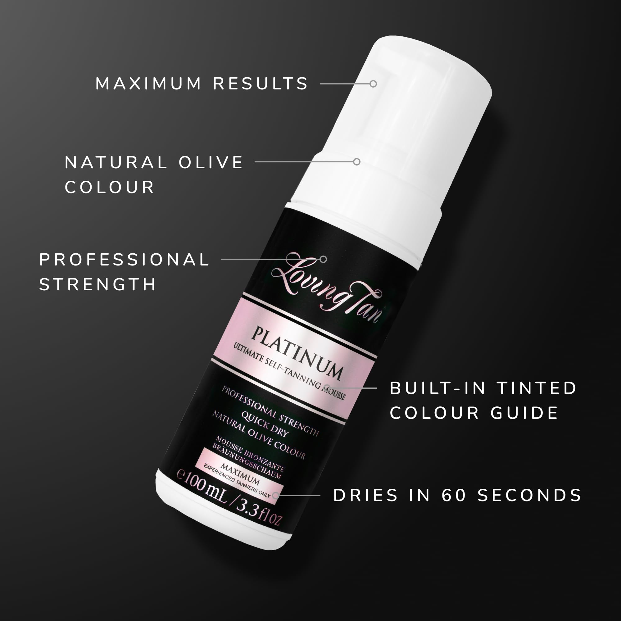 Loving Tan Platinum Dark color guide bronzer enables easy application