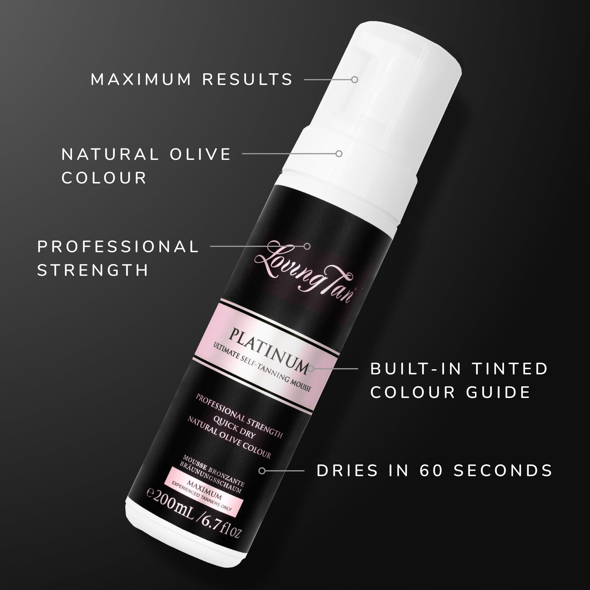 Loving Tan Platinum mousse dries in 60 seconds for quick routine