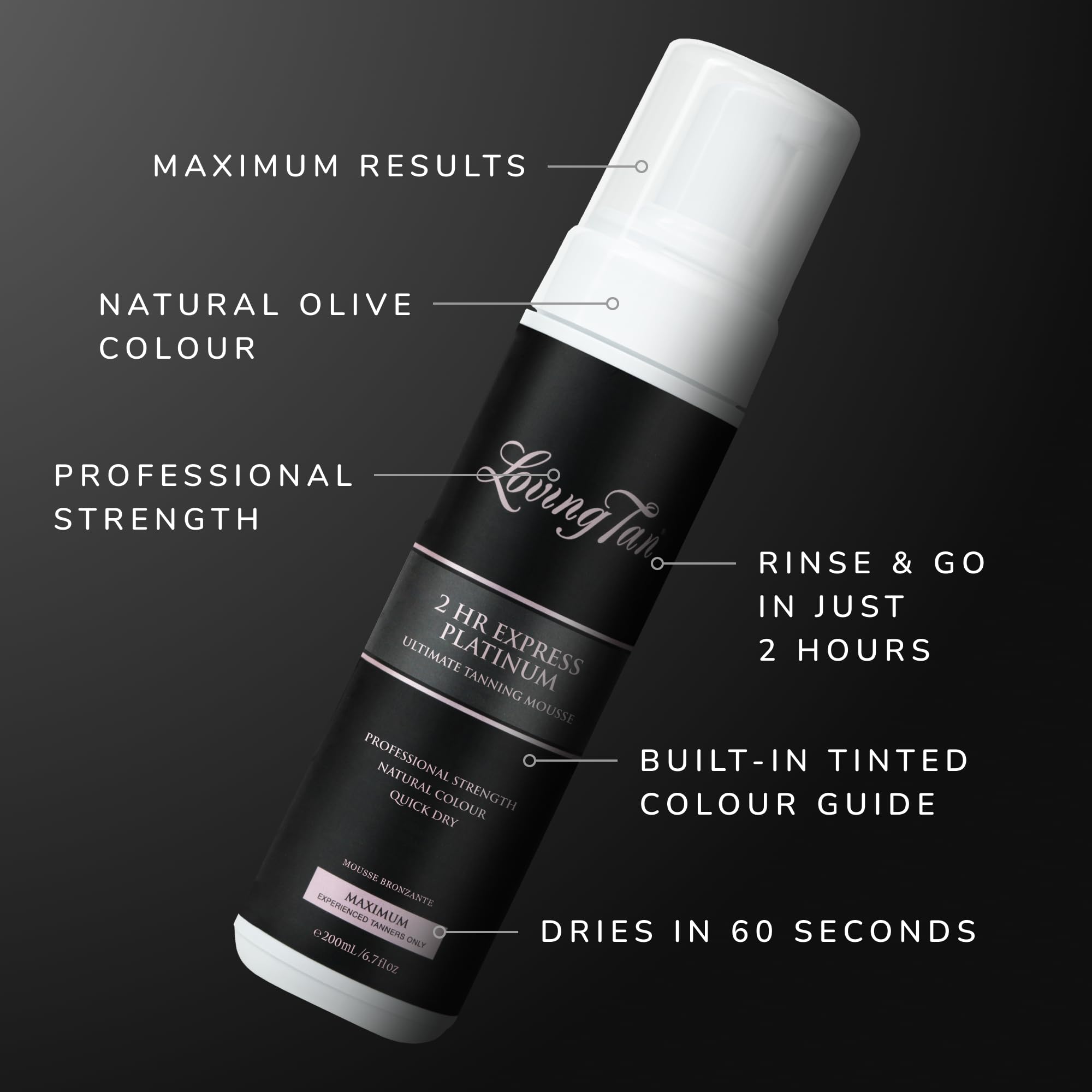 Loving Tan Platinum 2 HR Express mousse provides a pleasantly fragrant finish with hydration.