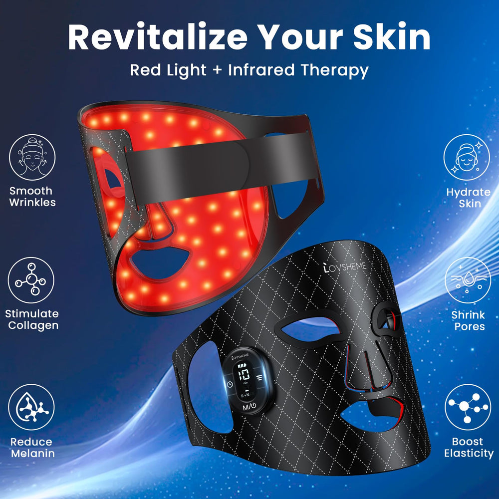 Lovsheme red light mask 320 LEDs powering thorough at-home sessions